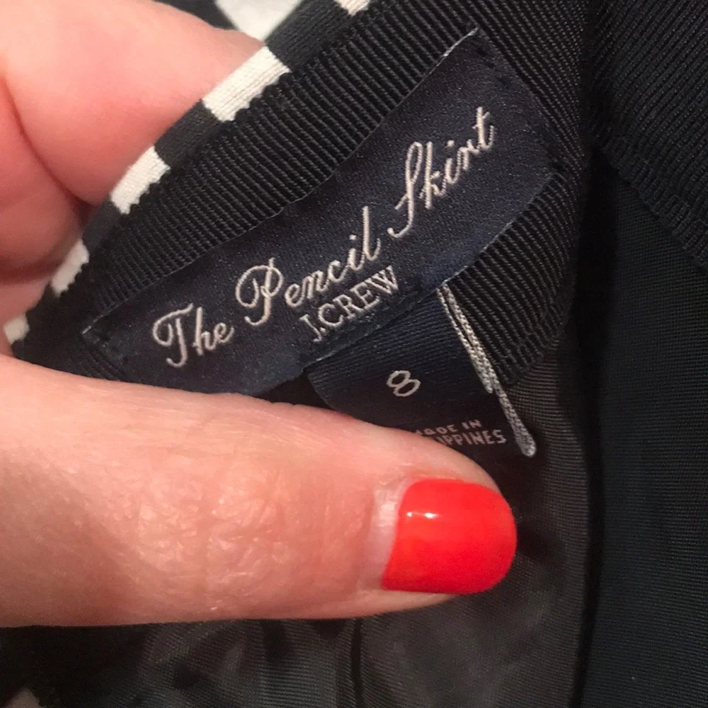 J. Crew Black and White Grid Pencil Skirt